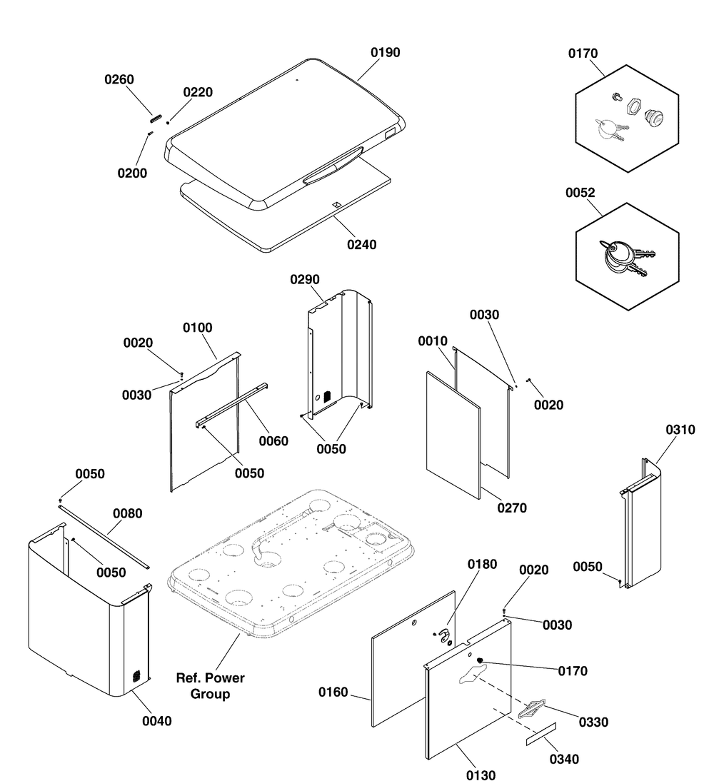 Enclosure Group Diagram and Parts List for 040587-01  Briggs and Stratton Generator